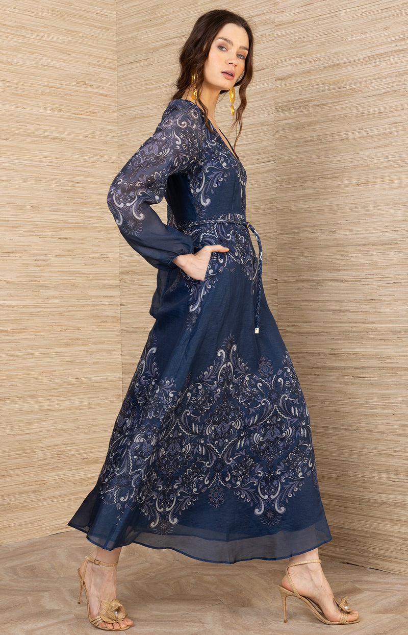 Aspyn Organza Maxi Dress, color-Navy