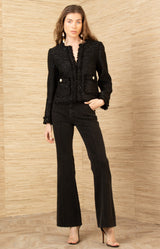 Magdalena Boucle Tweed Jacket, color-Black
