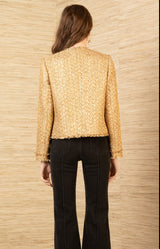 Magdalena Boucle Tweed Jacket, color-Gold