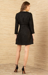 Elina Boucle Tweed Dress, color-Black