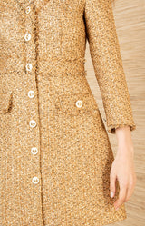 Elina Boucle Tweed Dress, color-Gold