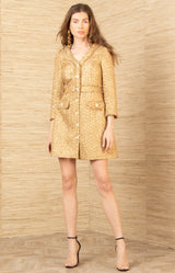 Elina Boucle Tweed Dress, color-Gold