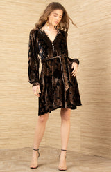 Crystal Velvet Dress, color-Black