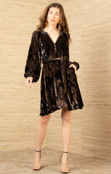 Crystal Velvet Dress, color-Black