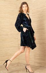 Crystal Velvet Dress, color-Navy