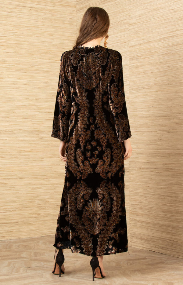 Emberlynn Velvet Dress, color-Black