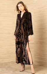 Emberlynn Velvet Dress, color-Black