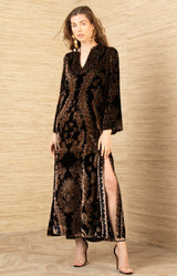 Emberlynn Velvet Dress, color-Black