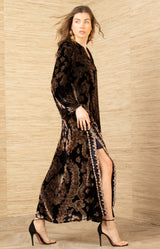 Emberlynn Velvet Dress, color-Black