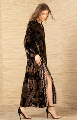 Emberlynn Velvet Dress, color-Black