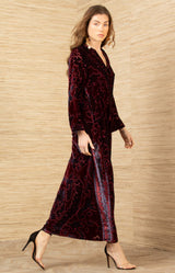 Emberlynn Velvet Dress, color-Wine