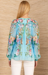 Aarna Chiffon Top, color-Blue