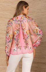 Aarna Chiffon Top, color-Coral