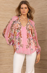 Aarna Chiffon Top, color-Coral