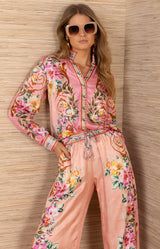 Khalani Charmeuse Top, color-Coral