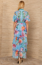 Itzayana Chiffon Maxi Dress, color-Blue