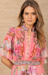 Itzayana Chiffon Maxi Dress, color-Coral