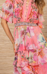 Itzayana Chiffon Maxi Dress, color-Coral