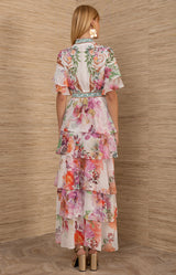 Itzayana Chiffon Maxi Dress, color-Ivory