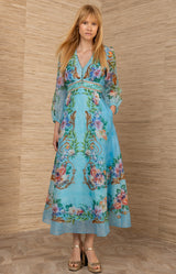 Frida Organza Maxi Dress, color-Blue