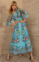 Frida Organza Maxi Dress, color-Blue