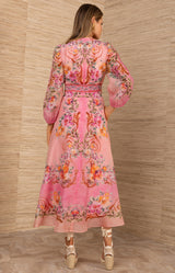 Frida Organza Maxi Dress, color-Coral