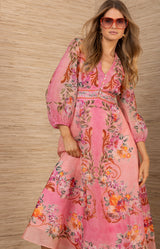 Frida Organza Maxi Dress, color-Coral