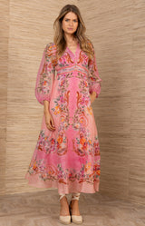 Frida Organza Maxi Dress, color-Coral