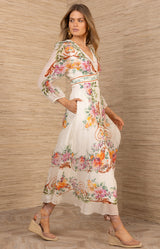 Frida Organza Maxi Dress, color-Ivory