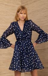 Aiyana Organza Dress, color-Navy