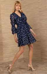 Aiyana Organza Dress, color-Navy