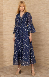 Aiyana Organza Maxi Dress, color-Navy