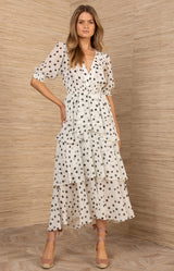 Kiera Chiffon Dress,color-Ivory