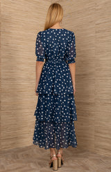 Kiera Chiffon Dress,color-Navy