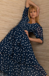 Kiera Chiffon Dress,color-Navy