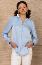 Aniya Charmeuse Top, color-Blue
