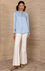 Aniya Charmeuse Top, color-Blue