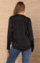 Aniya Charmeuse Top, color-Black