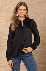 Aniya Charmeuse Top, color-Black