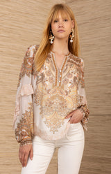 Loyalty Chiffon Top, color-Pink, color-Ivory