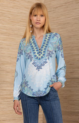 Azaria Jersey Top, color-Blue