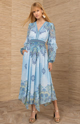 Kamilah Chiffon Dress, color-Blue