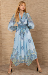 Kamilah Chiffon Dress, color-Blue