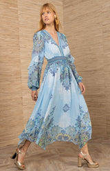 Kamilah Chiffon Dress, color-Blue