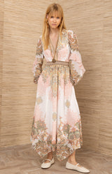 Kamilah Chiffon Dress, color-Ivory