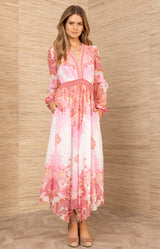 Kamilah Chiffon Dress, color-Pink