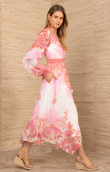 Kamilah Chiffon Dress, color-Pink