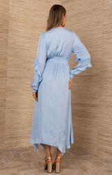 Kamilah Charmeuse Dress, color-Blue