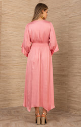 Kamilah Charmeuse Dress, color-Pink