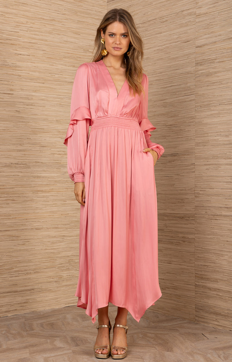 Kamilah Solid Charmeuse Maxi Dress Pink / M Kamilah Solid Charmeuse Maxi Dress Pink / M